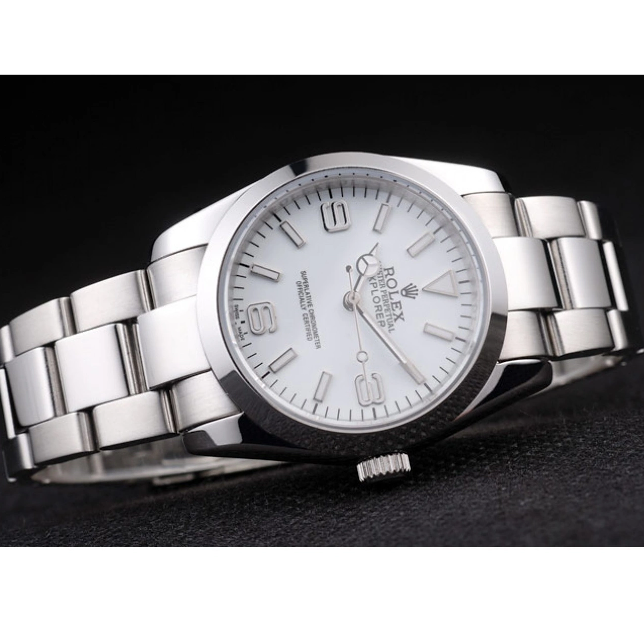 Best AAA Replica Sites 98086 Steel White Stainless Polished Rolex Explorer Dial 0730
